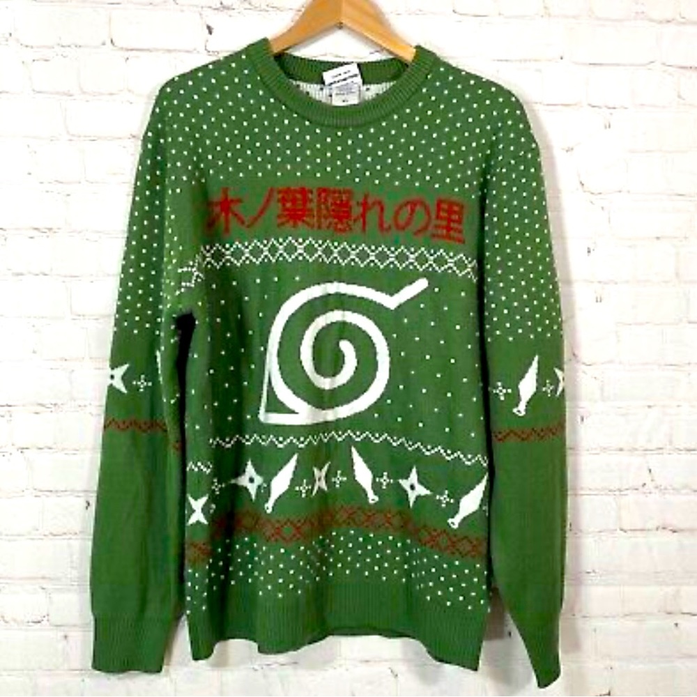 Naruto Shippuden Hidden Leaf Pattern Ugly Christmas Sweater